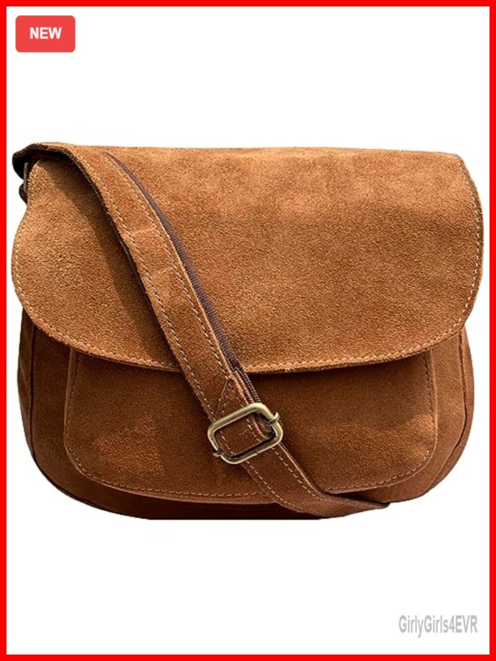 Full-Grain Suede Leather Crossbody Bag Vintage Satchel Purse